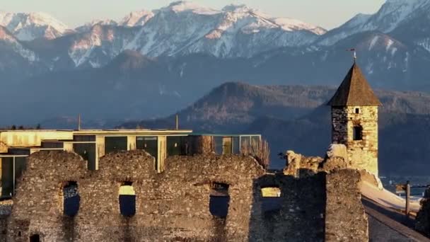 奥地利维拉赫的Landskron城堡 空中景观 旅行摄影 — 图库视频影像