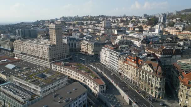 Город Лозанна Швейцария Сверху Lausanne Switzerland Europe Апреля 2023 — стоковое видео