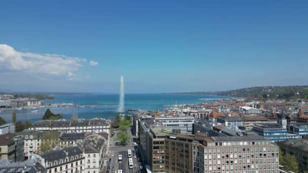 Geneve Schweiz Från Ovan Panoramautsikt Geneva Switzerland Europe April 2023 — Stockvideo