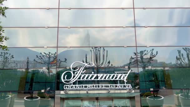 Fairmont Grand Hotel Genebra Geneva Suíça Europa Abril 2023 — Vídeo de Stock