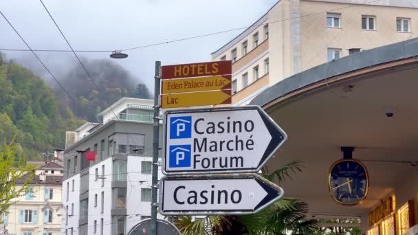Direction Signs City Montreux Montreux Switzerland Europe April 2023 — Stock Video