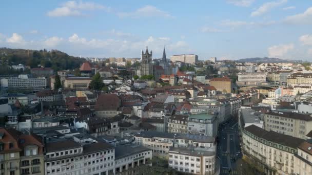 Yukarıdan Bakınca Lozan Sviçre Nin Tarihi Şehir Merkezi Lausanne Switzerland — Stok video
