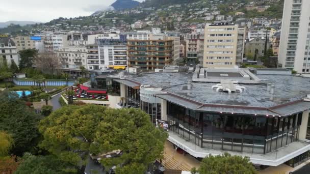 Casino Barriere Montreux Ovanifrån Montreux Switzerland Europe April 2023 — Stockvideo