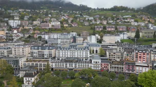 Stad Montreux Van Bovenaf Montreux Zitzerland Europa April 2023 — Stockvideo