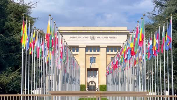 Штаб Квартира Организации Объединенных Наций Женеве Швейцария Geneva Switzerland Europe — стоковое видео