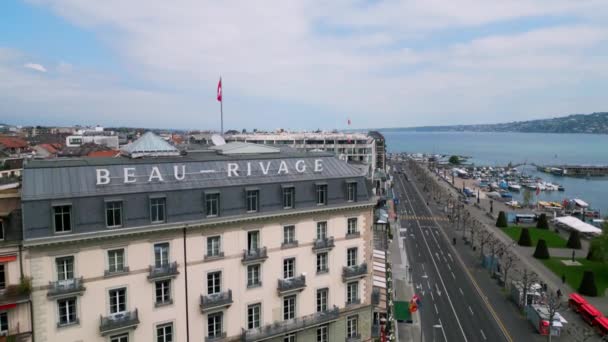 Famous Hotel Beau Rivage City Geneva Switzerland Geneva Switzerland Europe — стоковое видео