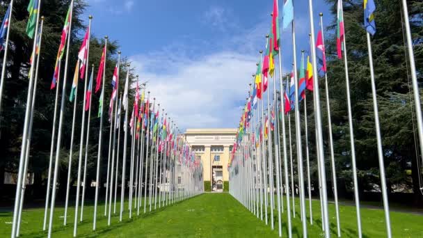 Förenta Nationernas Europakontor Genève Schweiz Geneva Switzerland Europe April 2023 — Stockvideo