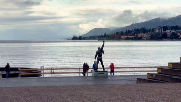 Μνημείο Freddy Mercury Στο Montreux Montreux Ελβετια Ευρωπη Απριλίου 2023 — Αρχείο Βίντεο