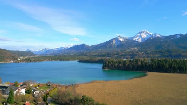 Beautiful Lake Faak Österrike Även Kallad Faaker See Flygfoto Resor — Stockvideo