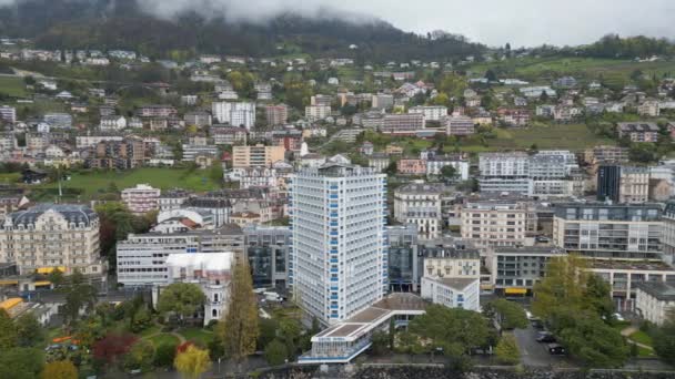 Město Montreux Švýcarsku Shora Montreux Švýcarsko Evropa 2023 — Stock video