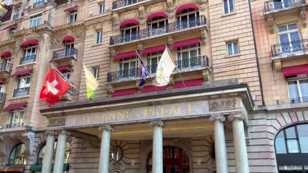 Lausanne Palace Hotel City Center Lausanne Switzerland Europe Апреля 2023 — стоковое видео