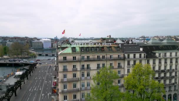 Знаменитий Готель Paix Женеві Швейцарія Geneva Switzerland Europe April 2023 — стокове відео