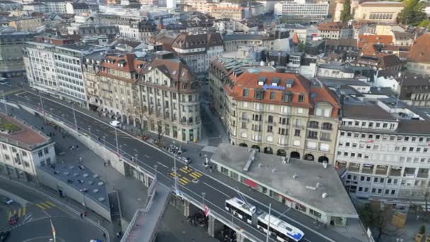Město Lausanne Švýcarsko Shora Lausanne Švýcarsko Evropa Den 2023 — Stock video
