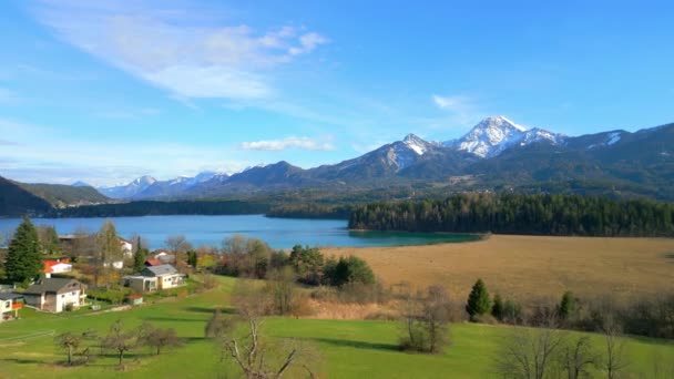 Hermoso Lago Faak Austria También Llamado Faaker Ver Vista Aérea — Vídeo de stock