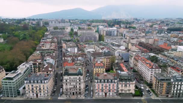 Ciudad Ginebra Suiza Desde Arriba Vista Panorámica Ginebra Suiza Europa — Vídeo de stock
