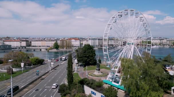 Ferris Wheel City Geneva Geneva Switzerland Europe Апреля 2023 — стоковое видео