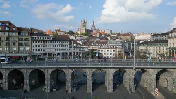 Historic City Center Lausanne Switzerland Lausanne Switzerland Europe April 2023 — Stock Video
