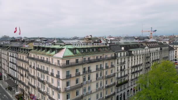 Фантастический Hotel Pais Швейцарском Городе Женева Генева Швейцария Ропе Апреля — стоковое видео