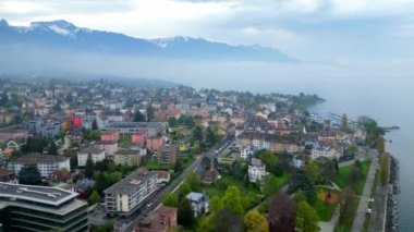 Yukarıdan Vevey Riviera - İHA 'dan hava görüntüsü