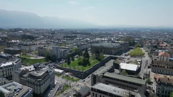 Ciudad Ginebra Suiza Desde Arriba Vista Panorámica Vista Aérea Por — Vídeo de stock