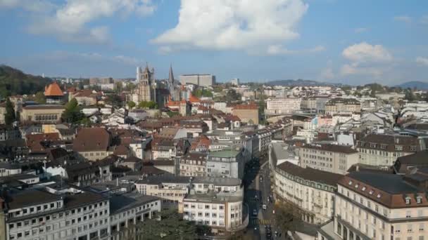 Yukarıdan Lozan Sviçre Şehri Dan Hava Manzaralı — Stok video