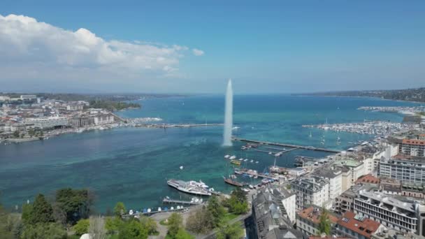 Lacul Geneva Din Elveția Numit Lacul Leman Vedere Aeriană Dronă — Videoclip de stoc