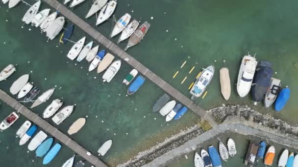 Marina Ginebra Suiza Lago Leman Vista Aérea Por Dron — Vídeo de stock