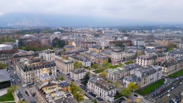 Miasto Genewa Szwajcaria Góry Widok Panoramiczny Widok Lotu Ptaka — Wideo stockowe