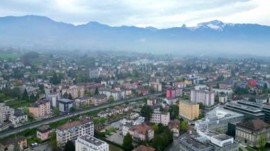 İsviçre 'nin Vevey kenti yukarıdan - İHA' nın hava görüntüsü
