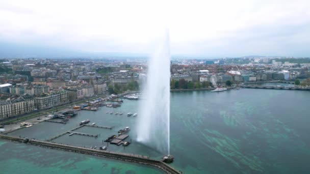 Meer Van Genève Zwitserland Ook Wel Lake Leman Genoemd Luchtfoto — Stockvideo