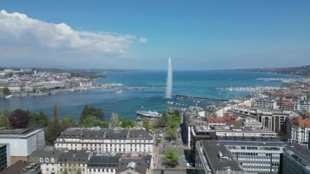 Ville Genève Suisse Haut Vue Panoramique Vue Aérienne Par Drone — Video