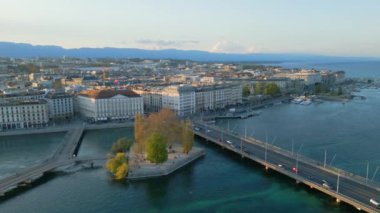 Yukarıdan Cenevre Şehri - İHA 'dan hava manzaralı