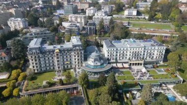 Lozan 'daki Beau Rivage Palace Oteli - İHA' nın hava görüntüsü