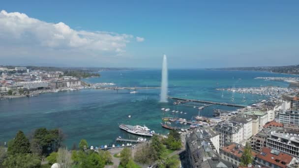 Ville Genève Suisse Haut Vue Panoramique Vue Aérienne Par Drone — Video