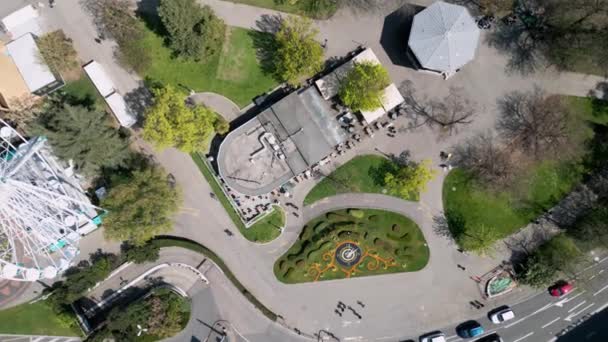Enlish Garden Ferris Wheel Flower Clock Geneva Air View Drone — Stock video
