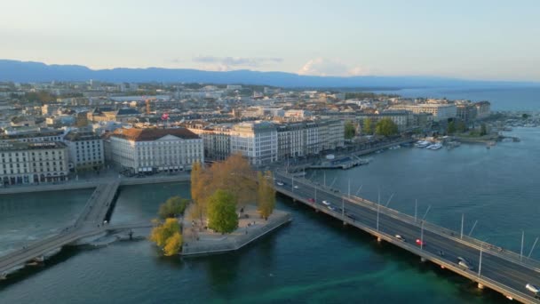 Ville Genève Suisse Haut Vue Aérienne Par Drone — Video
