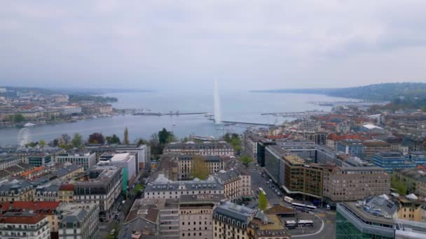 Város Genf Svájc Felülről Panorámás Kilátás Légi Felvétel Drónnal — Stock videók