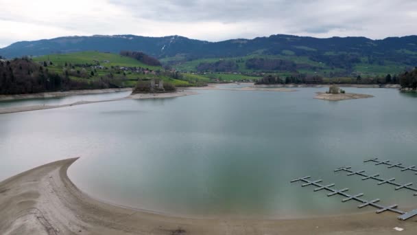 Sviçre Deki Gruyere Gölü Dan Hava Manzaralı — Stok video