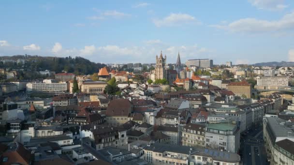 Ville Lausanne Suisse Haut Vue Aérienne Par Drone — Video