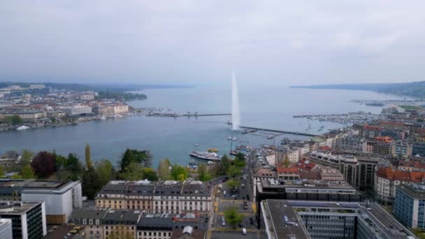 Város Genf Svájc Felülről Panorámás Kilátás Légi Felvétel Drónnal — Stock videók
