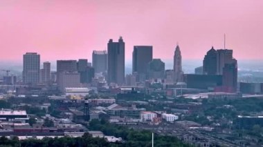 Akşamları Columbus Ohio 'nun Skyline' ı - İHA 'nın hava fotoğrafçılığı