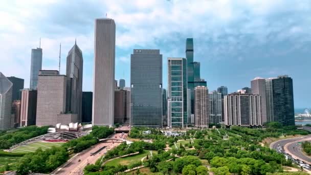 Chicago Centrum Luchtfoto Uitzicht Stad Chicago Illinois Juni 2023 — Stockvideo