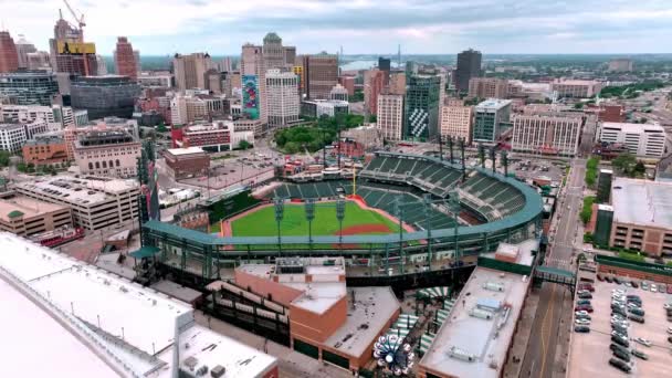 Στάδιο Comerica Park Baseball Στο Ντιτρόιτ Από Ψηλά Detroit Michigan — Αρχείο Βίντεο
