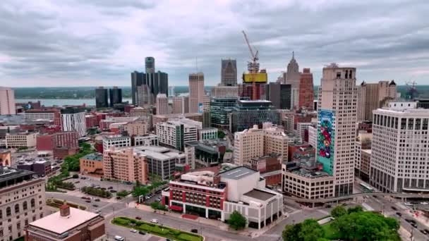 Downtown Detroit Cima Fotografia Aérea Por Drone — Vídeo de Stock