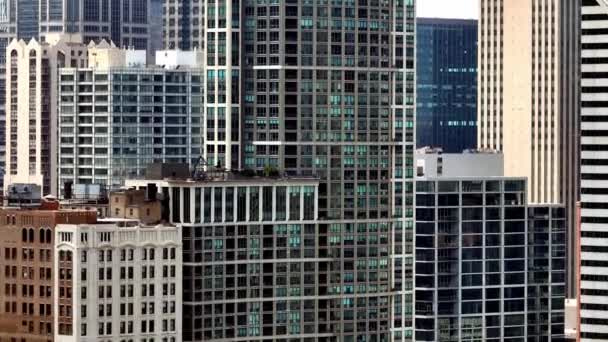 Arranha Céus Centro Chicago Vista Aérea Sobre Cidade Fotografia Aérea — Vídeo de Stock