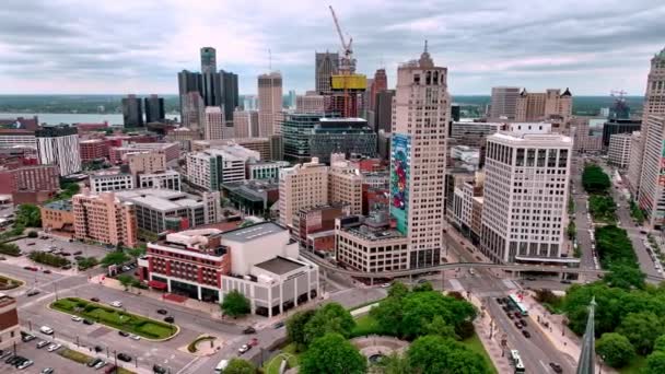 Downtown Detroit Aerial Photography Drone — Stock Video