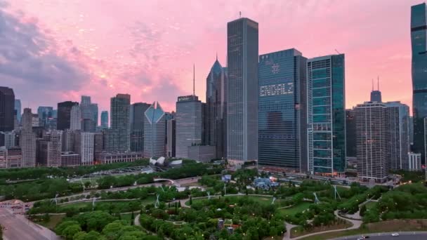 Чудовий Вечірній Краєвид Над Містом Центрі Чикаго Над Містом Хікаго — стокове відео