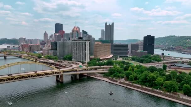 Luchtfoto Pittsburgh Luchtfotografie Door Drone — Stockvideo