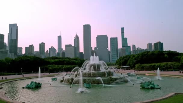 Buckingham Brunnen Chicago Grant Park Von Oben Chicago Illinois Juni — Stockvideo