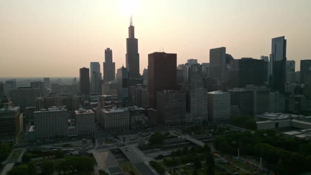 Silhouette Der Skyline Von Chicago Abend Chicago Illinois Juni 2023 — Stockvideo